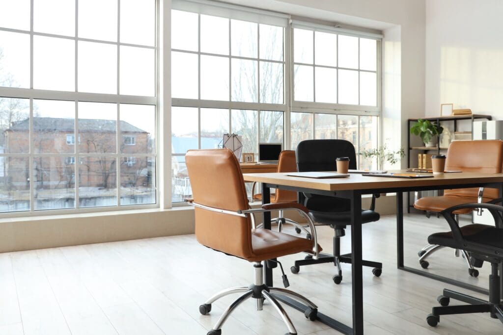 modern office space with large windows